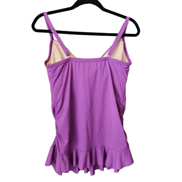 Lands End Underwire Tankini Tank Swim Top‎ Womens Sz 10 Ruffles Rouched - Picture 3 of 12